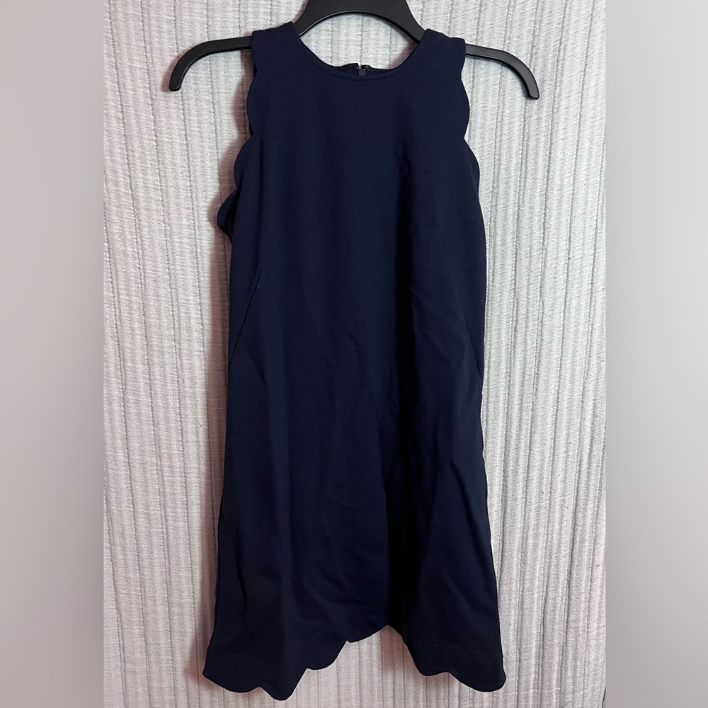Vince Camuto Navy Scalloped Sleeveless Sheath Dress